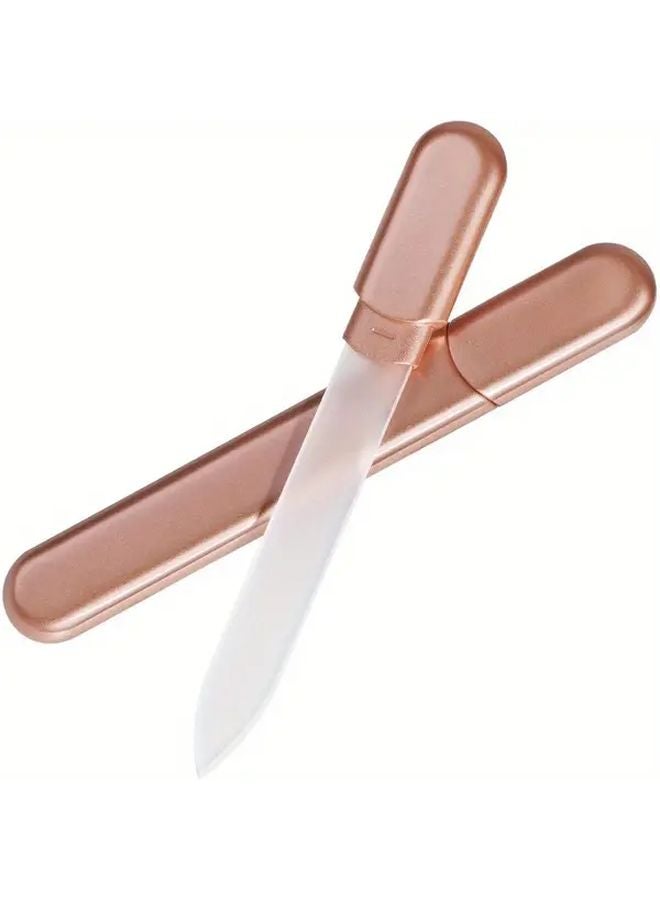 Rose Golden Glass Nail File Double Sided Gentle Nail Care Gift For Women - Image 1